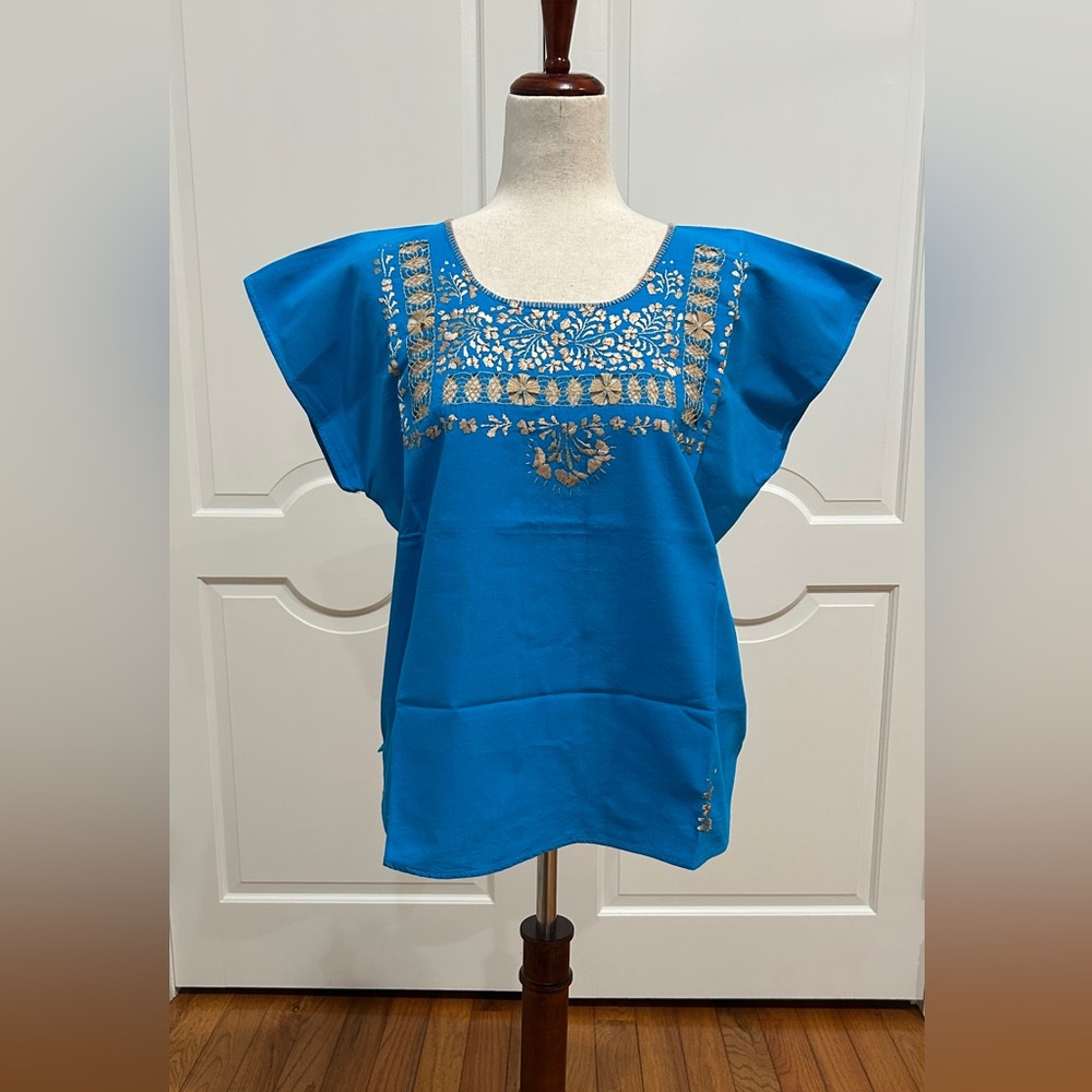 Hand Embroidered and deshilado Artisan Top, Boho,Hippie,Hand Made.One of A Kind.